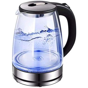 Imagem de Chaleiras, chaleira elétrica de vidro com alto teor de borosilicato, 1,7L, chaleira de água com LED iluminado, sem Bpa, caldeira de água sem fio com tampa interna de aço inoxidável, desligamento