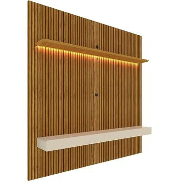 Imagem de Home para TV Ripado 3D com LED Requinte 220 Naturale Off White - Gelius