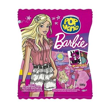 Imagem de Pirulito Pop Mania Barbie Framboesa Recheio Mastigável c/50 - Riclan