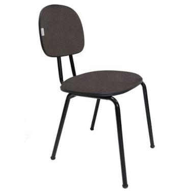 Imagem de Cadeira Fixa Secretaria Polo - Maiart, Marrom/Preto, Tecido J.Serrano