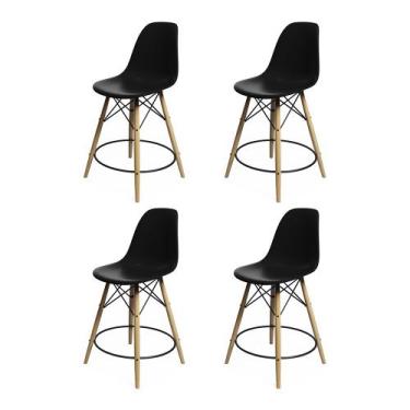 Imagem de Kit 4 Cadeiras Bistrô Madeira Eames Eiffel Assento Preto - CASA PRIME,