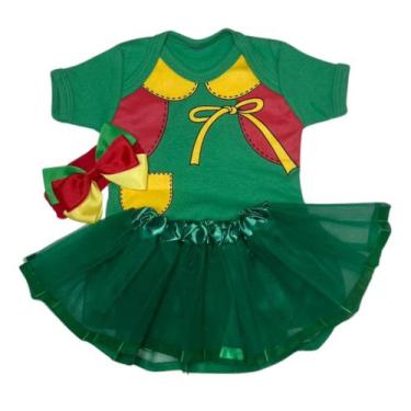 Imagem de Body Fantasia Bebe Chiquinha Menina Saia e Laço - KidsBeHappy, P