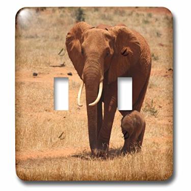 Imagem de 3dRose lsp_254334_2 Elefante de mãe e bebê na África Natureza Animal Retrato Vida selvagem - Interruptor duplo