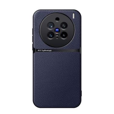 Imagem de Kepuch Capa para Vivo X200 Pro - Litchi Grano Case Placa de Metal Embutida - Azul