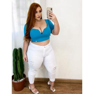 Imagem de Calça Jeans Branca com Destroyer - Prirre Jeans, 50