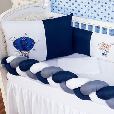 Imagem de Kit Protetor Berço Trança Completo 6 peças Ursinho Lua Principe Vários