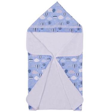 Imagem de Toalha de Banho Bebê Urso Balão Azul com Capuz - Miguel Baby