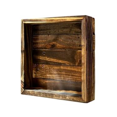 Imagem de OWLHAUS Caixa de Sombra de Madeira de Palete(1 Peça)- 12"x12" Madeira de Pinho Recuperada Em Acabamento Carbonizado, Feito À Mão, Decoração de Parede Faça Você Mesmo, Sinalização E ()