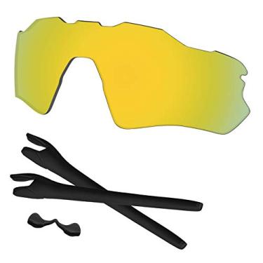 Imagem de Predrox Lentes Gold Mirror Radar EV Path e kits de borracha de substituição para óculos de sol Oakley OO9208 polarizado