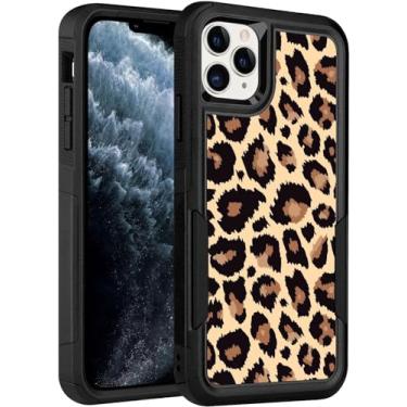 Imagem de LOQUPE Capa projetada para iPhone 11 Pro, capa protetora resistente resistente e leve e à prova de choque para iPhone 11 pro de 5,8 polegadas, mulheres meninas, linda estampa de leopardo amarelo