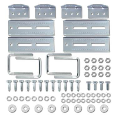 Imagem de maXpeedingrods Kit de 4 peças de suporte de beliche giratório galvanizado de 20 cm com ferragens para 7,6 x 7,6 cm, 5 x 7,6 cm, 3,8 x 7,6 cm, travessa de reboque de barco e parafusos em U quadrados