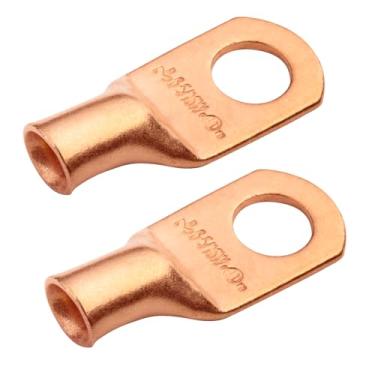 Imagem de SELTERM 6 AWG parafuso de 0,6 cm (pastilha larga) (2 peças) porcas de arame resistente UL (terminais de cabo de bateria, ilhós de cobre nu, conectores de terminal de anel tubular [B23]