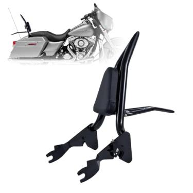 Imagem de Kinglemc Sissy Bar Encosto de passageiro para Harley Davidson Touring Road King Street Glide Road Glide Electra Glide (preto brilhante, uma peça, para turnê 2009-2023)