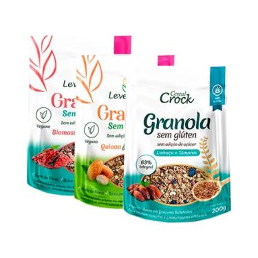 Imagem de Kit 3 Granolas Zero Açúcar Sem Glúten Leve Croc: Biomassa e Goji Berry, Quinoa e Amêndoa, Aveia