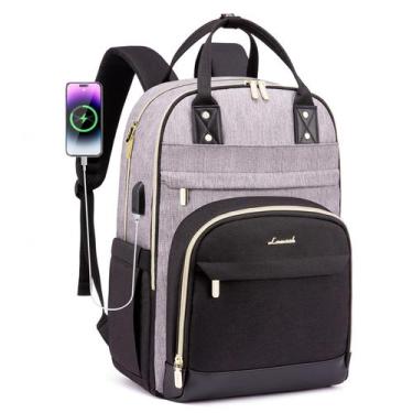 Imagem de Mochila LOVEVOOK para mulheres, laptop, 17", impermeável, cinza-preta
