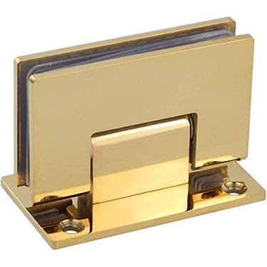 Imagem de BAZAC 1 dobradiça dourada para casa de banho, porta de vidro de aço inoxidável 304 montada na parede, (abertura de 90 graus)