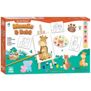 Imagem de Kit De Pintura Infantil Em Madeira Mamãe e Bebe Nig - 0442