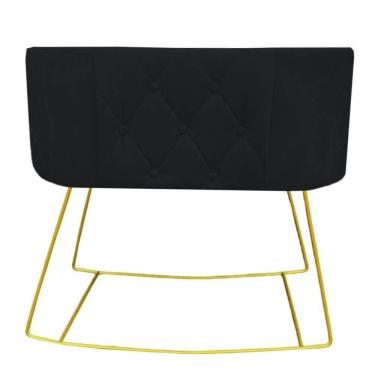 Imagem de Mini Berço Aconchego Com Balanço Suede Preto D`classe Decor