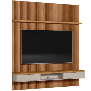 Imagem de Painel Ripado Para Tv 75 Pol Slats E Bancada Lisa 219x250cm L05 Nature Off White - Lyam Decor