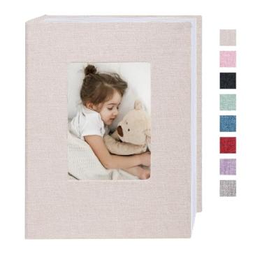 Imagem de Cherrich Álbum De Fotos Pequeno 4X6 Com 200 Bolsos, Capa Linho, Livro Para Casamento, Bebê, Família, Formatura