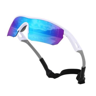 Imagem de FEISEDY Óculos de sol polarizados de beisebol infantil juvenil esportivo ciclismo armação leve UV400 meninos meninas B0236, 04 Branco e azul, 67mm