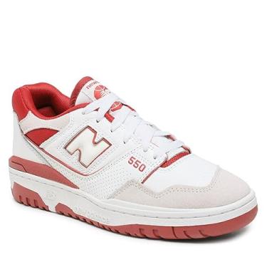 Imagem de New Balance Tênis masculino 550, Bege/vermelho/branco-bege, 11 Women/9.5 Men