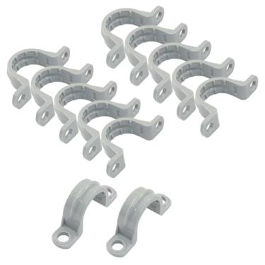 Imagem de Hitefu Grampo de tubo de PVC de 12 peças, clipe de tubo de plástico de dois furos com alça de conduíte não metálica, clipes de conduíte ajustáveis para instalações de encanamento de fiação elétrica
