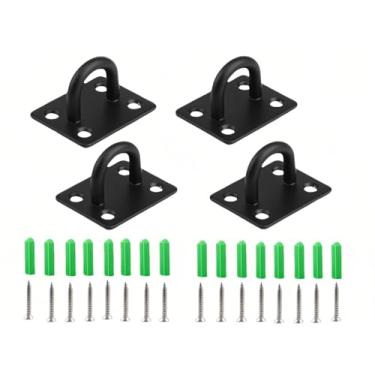 Imagem de FANBODTA 4 peças de placa de gancho de teto de aço inoxidável resistente – carga de 36 kg, ferragens soldadas à prova de ferrugem para balanço, rede, seda de ioga, interior/exterior com parafusos de