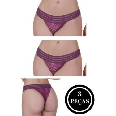 Imagem de KIT 3 Calcinha Elástico Fio Dental Tanga Renda - c2 KIT 3 CALCINHAS MA