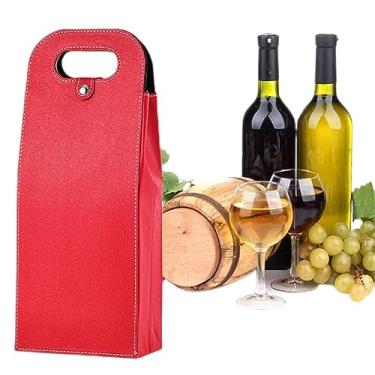 Imagem de Generic Sacola Para Presente Com 2 Garrafas De Vinho, Caixa Couro Reutilizável Champanhe,