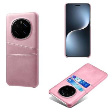 Imagem de Capas Compatível com Honor Magic7 Pro,Caso de couro PU-Tampa de telefone a prova de choque com 2 slots de cartão,Proteção anti-impressão digital e anti-gota-Pink
