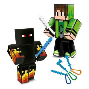 Imagem de Kit 2 Bonecos Mine Athos E Cadres Youtubers De 25cm Craft - Algazarra