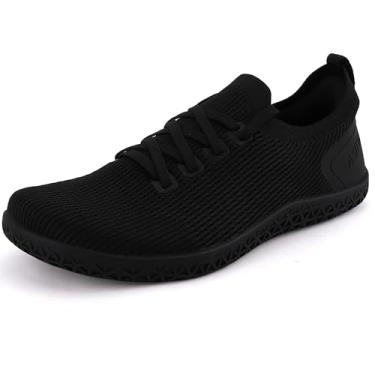 Imagem de ASITVO Tênis feminino largo descalço zero drop sola minimalista largura bico bico caminhada tênis colorido malha superior, Ferro preto, 7 Wide