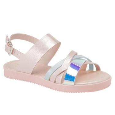 Imagem de Sandalia Lolinha Rosa Claro Metalizado/holografico Klin Tamanho:27