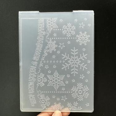 Imagem de Modelo de pasta em relevo de plástico 3D flocos de neve de Natal e textura de texto tamanho A6 para fazer cartões, faça você mesmo, scrapbooking, papel, artesanato, artesanato, scrapbook, artes