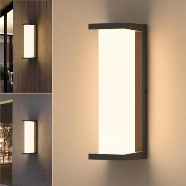 Imagem de Coinmit Luminária de parede LED moderna para uso externo, luz de varanda preta fosca de LED de 36 W, lanternas de parede externas de alumínio à prova d'água para casa, corredor, garagem, pátio