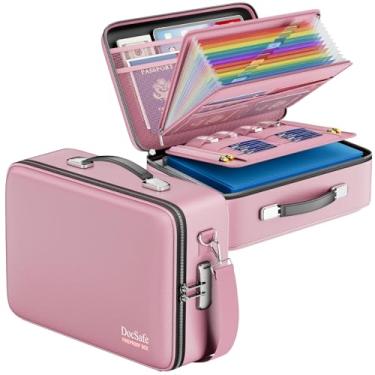 Imagem de DocSafe Caixa de documentos à prova de fogo com fechadura, estojo rígido organizador de arquivos com pasta sanfonada, à prova de fogo, cofre resistente à água, armazenamento de viagem para escritório