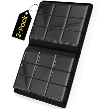 Imagem de Fichário superior premium para 288 cartões (pacote com 2 interiores azul e preto) - 9 bolsos dupla face páginas de virar facilmente - Fichário de cartão sem anel fechado com zíper com capa externa