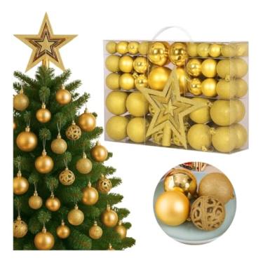 Imagem de BEMMY Enfeites de bolas de Natal, decoração de árvore de Natal, enfeites para festa e casa (101, Ouro),A única Loja Autorizada é a "Bemmy-BR". A Loja "Adore Homedecor" Não é Autorizada!!!!
