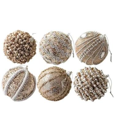 Imagem de CarpNettore Conjunto de 6 Bolas de Natal Decorativas Douradas de 8 Cm para Casa E Escritório