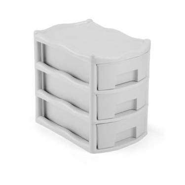 Imagem de Gaveteiro Organizador de Mesa com 3 Gavetas Plástico Resistente para Escritório Casa Ateliê Cozinha e Banheiro (BRACO)