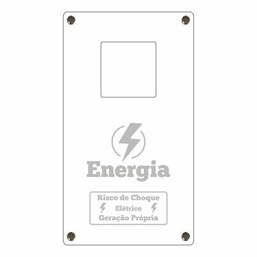 Imagem de Tampa Padrão de Energia e Água em Alumínio c/Gravação a Laser Pronto p/Instalar c/Acabamento Monofásico Trifásico (Trifásico - Branco - Geração Própria)