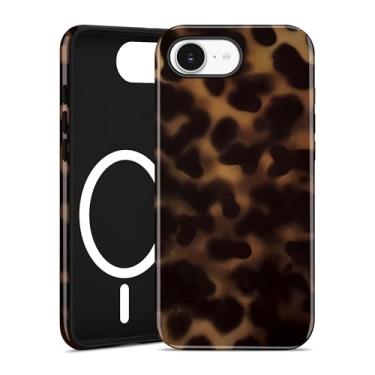 Imagem de Jusy Capa de telefone compatível com MagSafe marrom tartaruga para iPhone 16e, Amber Trendy Luxury Magnetic Soft TPU e Hard PC Capa protetora de telefone para mulheres meninas - Casco de tartaruga