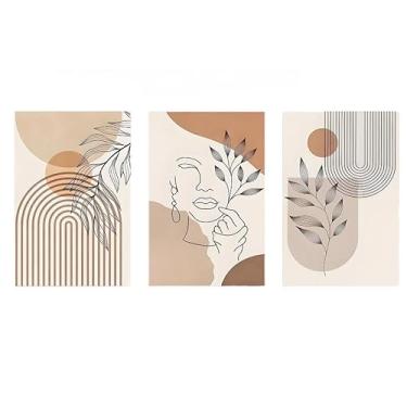 Imagem de Kit 3 Quadros Decorativos Para Sala Quarto Bohemio Minimalista Instalação Sem Furos 120x60cm Decorar Parede(40×60cm×3pcs)