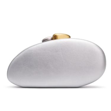 Imagem de Bolsa clutch de designer para mulheres, elegante bolsa formal de couro PU, bolsa pequena para festas, casamentos, Prata