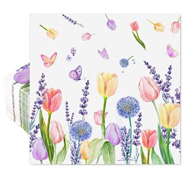 Imagem de AnyDesign Guardanapos de dente-de-leão de tulipa descartáveis graciosos guardanapos de festa guardanapo de mão de jantar para casa cozinha decoração de mesa de banho