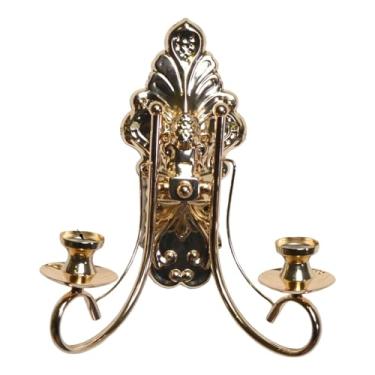 Imagem de Ｂｅｓｇａ Castiçal de Metal, Candelabro, Suporte Duplo, Suporte de Vela Artístico para Velas Cônicas para Sala de Jantar, Festa, Decoração de Mesa, Ouro, Tamanho real