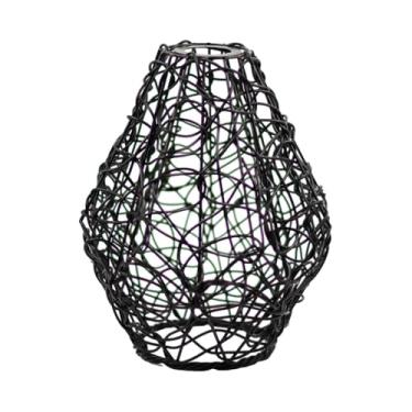 Imagem de Ｂｅｓｇａ Arte em ferro abajur luminária sombra lustre pendurado gaiola de luz, luminária pendente guarda lâmpada para cozinha ao ar livre, Preto