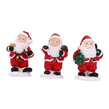 Imagem de Esquirla Conjunto de 3 estatuetas de Papai Noel em resina, escultura natalina, enfeite de Natal para casa, ambientes internos e externos.