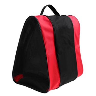 Imagem de Mochila de skate em linha, grande armazenamento para patins e equipamentos, alças ajustáveis, para entusiastas de patinação no gelo e patins - vermelha